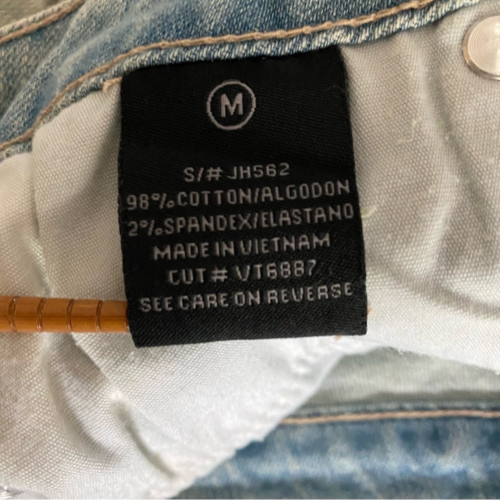 Just USA Cut Off Mid Rise Denim Fray Shorts Light Blue Distressed Medium - Picture 5 of 11
